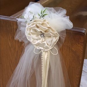 Ivory satin pew bows. Set of six.